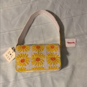 Solimer Yellow Daisy Beaded Shoulder Bag